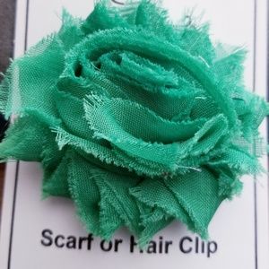 Shabby Rose Flower Scarf Clip or Hair Clip green